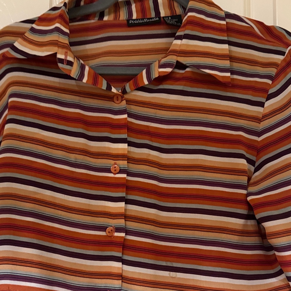 Silk Shirt Multi FALL colors  Striped Button-Down Shirt